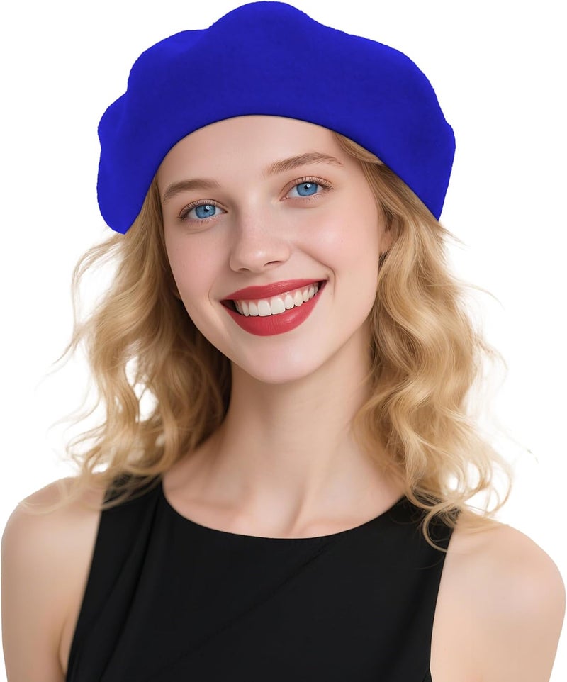 CKYPTFK Beret Hats for Women Holiday Wool French Style-Black/Red Church Hat-Clueless Outfit & Men's Beret - Image 1